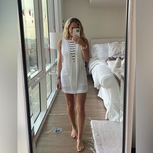 White Free People Cocktail Dress with Fringe & Embellishment